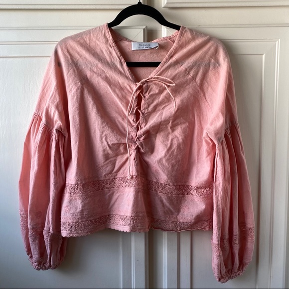 Auguste The Label Tops - Auguste The Label Lace Front Crochet Blouse Size 4